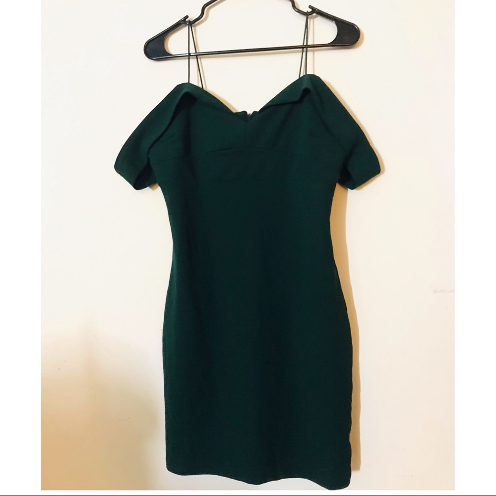 Size XL Dark Green Off the Shoulder Bodycon Dress with Straps